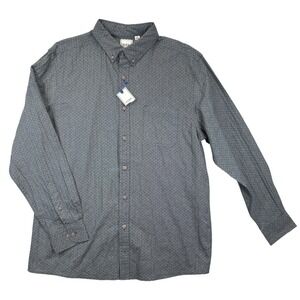 ROWM Shirt Mens L Gray Geometric Print Button Down Long Sleeve‎ NWT